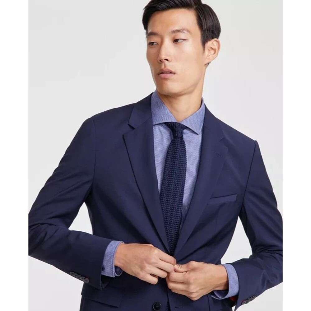 $398 NEW HUGO BOSS Mens 38R Solid Dark Blue Wool Blazer Sport Coat Suit Jacket
